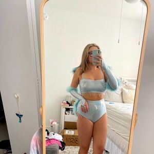 Tasteful girls blue butterfly 4pc rave set